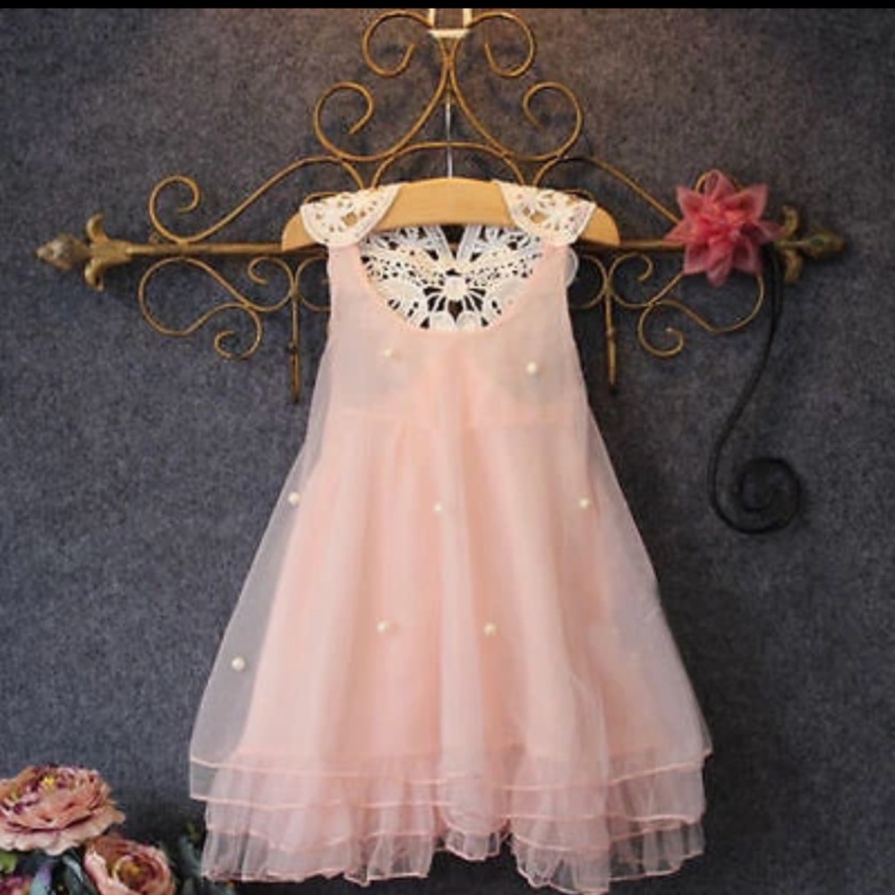 Girls Baby Ballet Pink Pearl Princess Layered Tulle Dress7-8 months